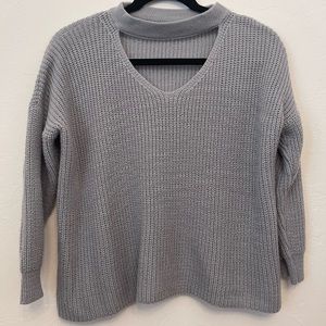 Womens grey cropped knit sweater sz S
